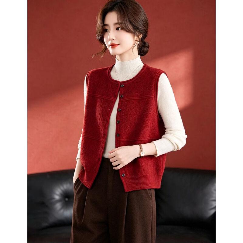 D.F.DEAR Women's Casual Button-Front Knit Vest