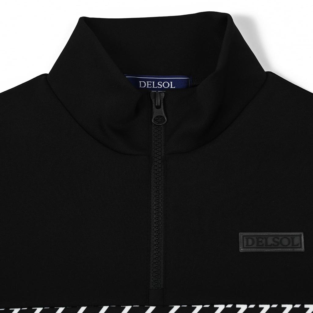 Delsol 7907 Houndstooth Print Ponte Long Sleeve 2025 Golf Plus 4L Set, Black, Stretch, Fall/Winter Women's Wear, Half-Zip, Sizes, Black, M, L, LL, 3L,