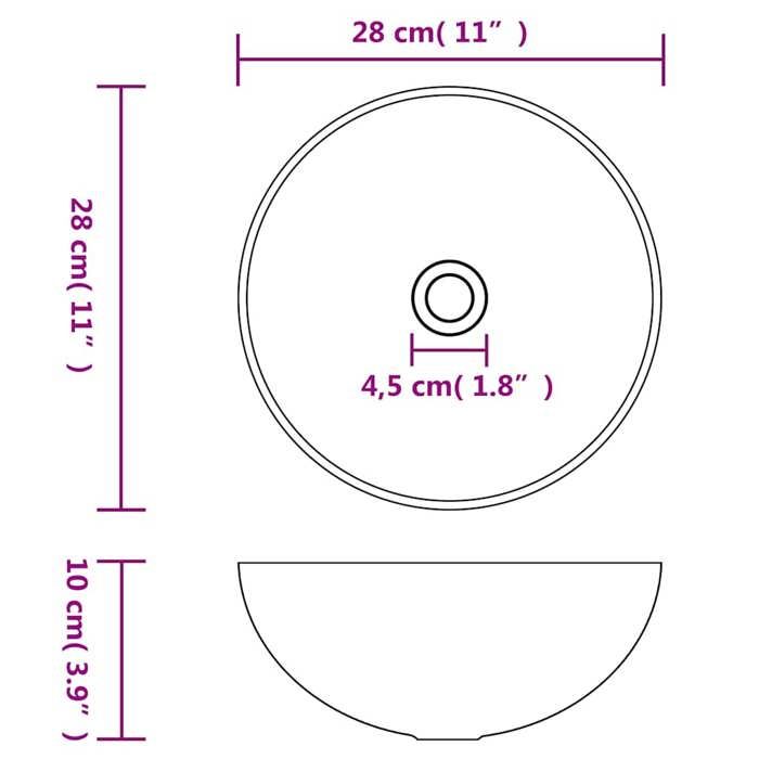Lavabo - VIDAXL - 28 x 10 cm - Céramique - Gris - A poser - Rond