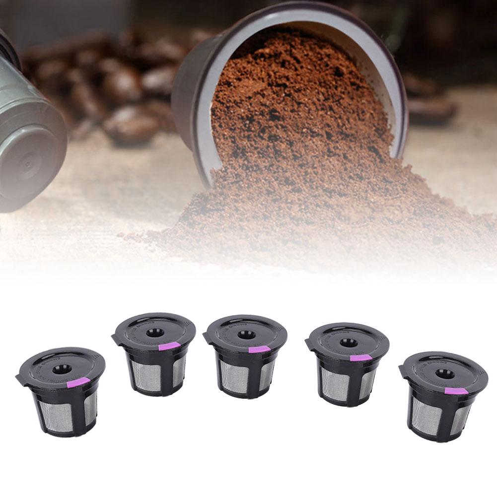 5pcs Household Refillable Coffee Capsule Cup with Spoon Fit for Keurig 2.0 KCUP Coffee Machine