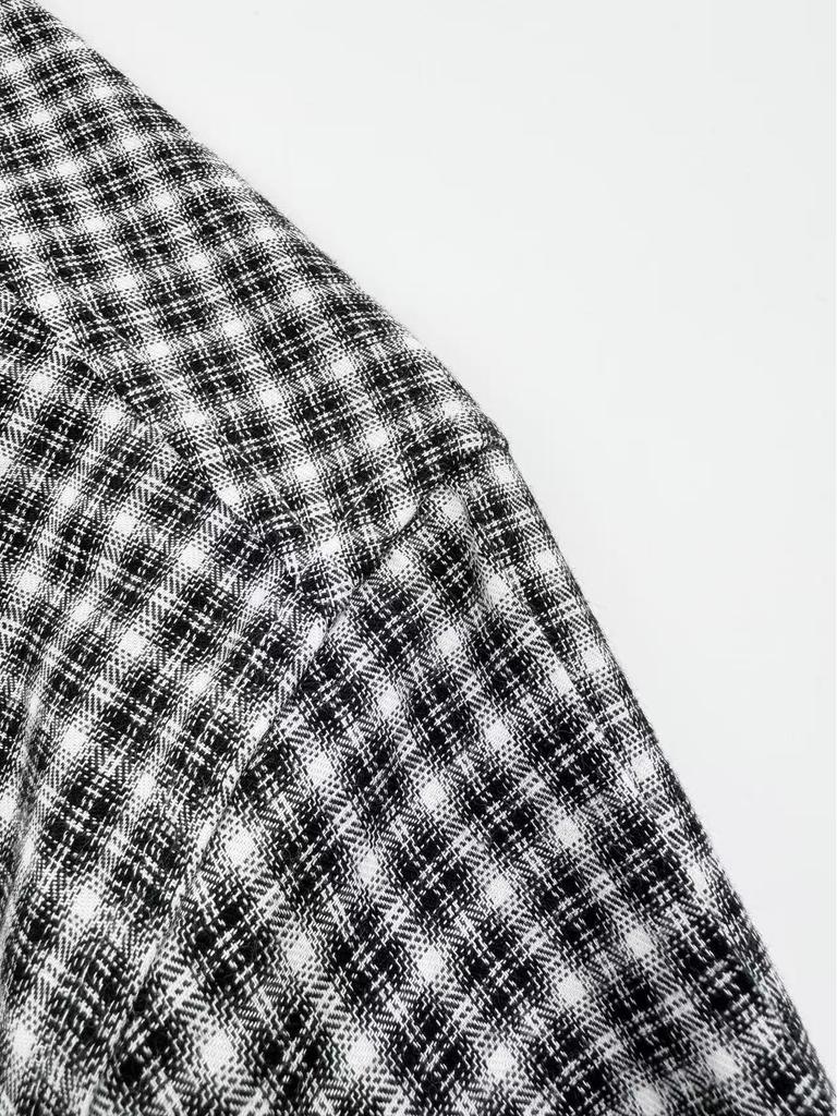 Exklusives Hochwertiges Unisex Kariertes Baumwoll Langarm Lockere Passform Hemd