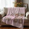 Pink Pig Cherry Blossom Bow Cartoon Anime Print Flannel Blanket Soft Warm Throw for Kids Bedroom Sofa Christmas Office Car