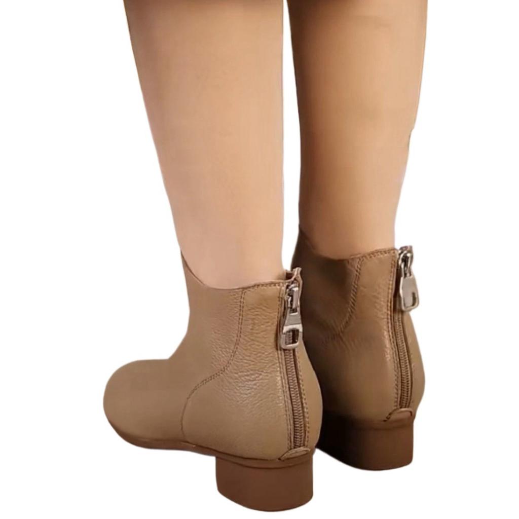 Martin boots women's 2025 new thick heel autumn and winter short boots women's low heel pointed soft sole comfortable single boots French and bare bo