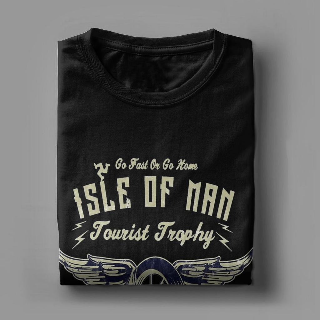 Isle Of Man TT Racing Vintage Biker Wings Pánske bavlnené tričko s okrúhlym výstrihom a krátkym rukávom