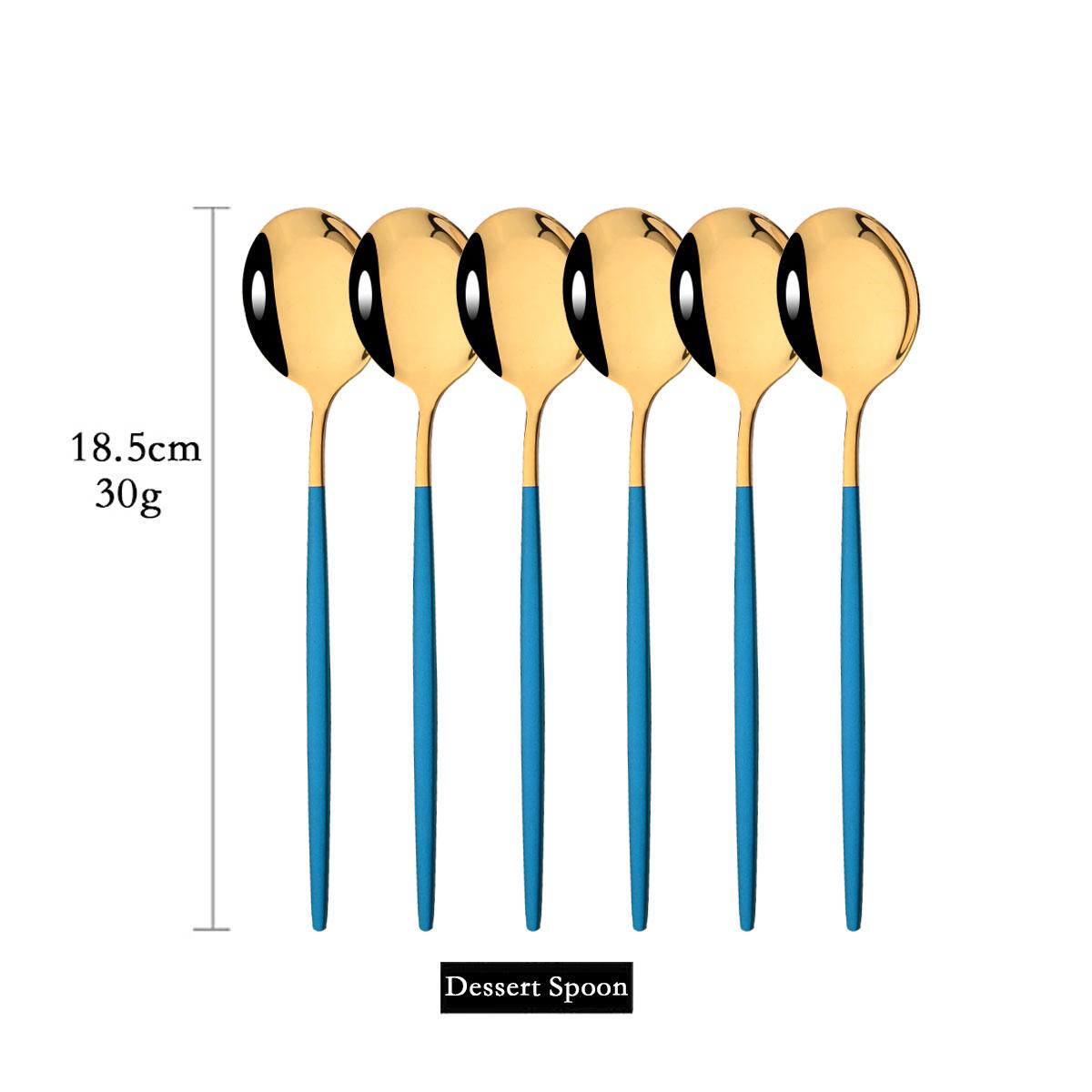 

6 шт. красочная зеркальная посуда десертная ложка из нержавеющей стали золотые кофейные ложки ложка для мороженого кухонные столовые приборы набор столовых приборов золотой/синий
