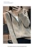 Women's Thick High Neck Zipper Cardigan - Loose Fit, Solid Color Long Sleeve Knit Sweater Coat