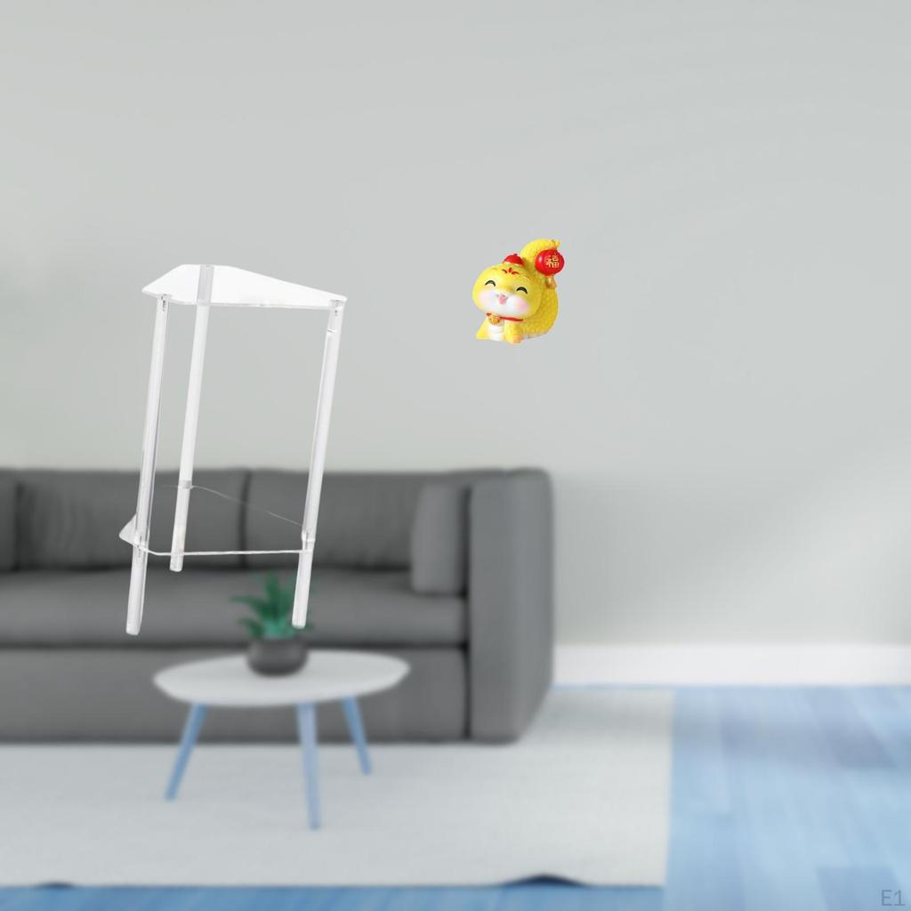 Minimalist Clear Acrylic Side Table with Cartoon Snake Statue Decorative Resin Figurine for Modern