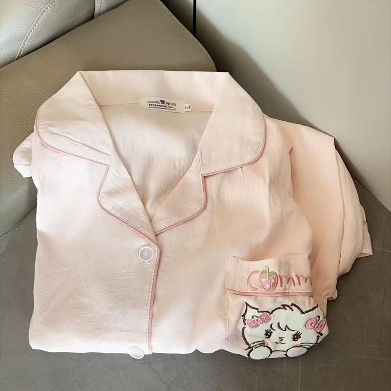 

ins style cartoon mikko cat pajamas women s summer short-sleeved shorts set can be worn outside student dormitory loungewear s [recommended weight 35-40kg]