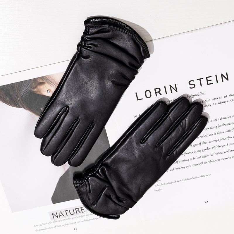 Women's Genuine Leather Winter Warm Gloves for Outdoor Sports, Thickened Matching Apparel Gloves