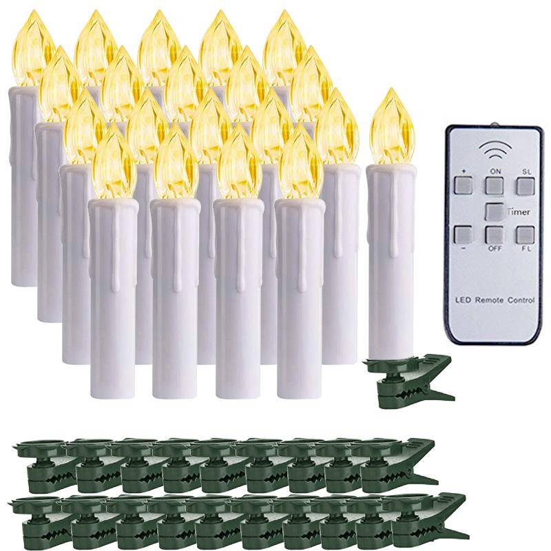 LED Flickering Flames Candles with Timer Remote, Christmas Tree Candle, Battery Operated, New Year Decoration, Home decor Candle