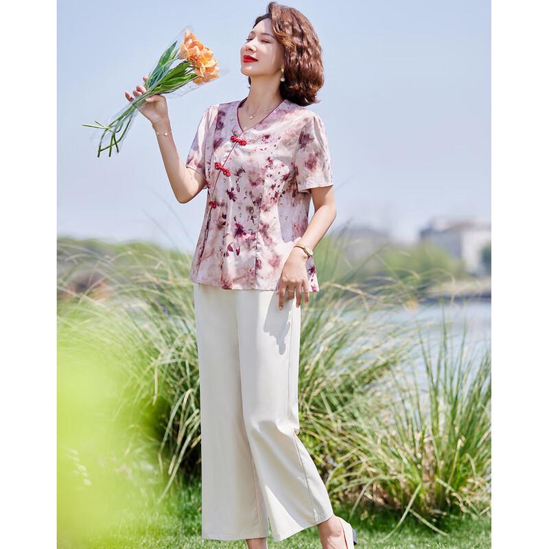 Past Moms' New Chinese Style Floral Summer Set