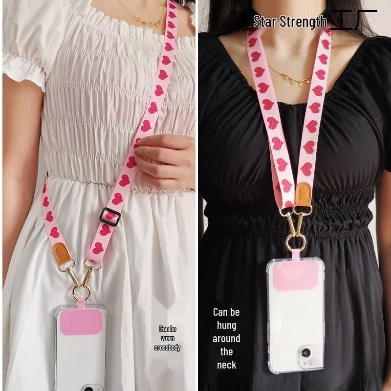 Vintage Muster Umhänge-Handyband mit verstellbarem Nackenband und robuster Kette für Frauen