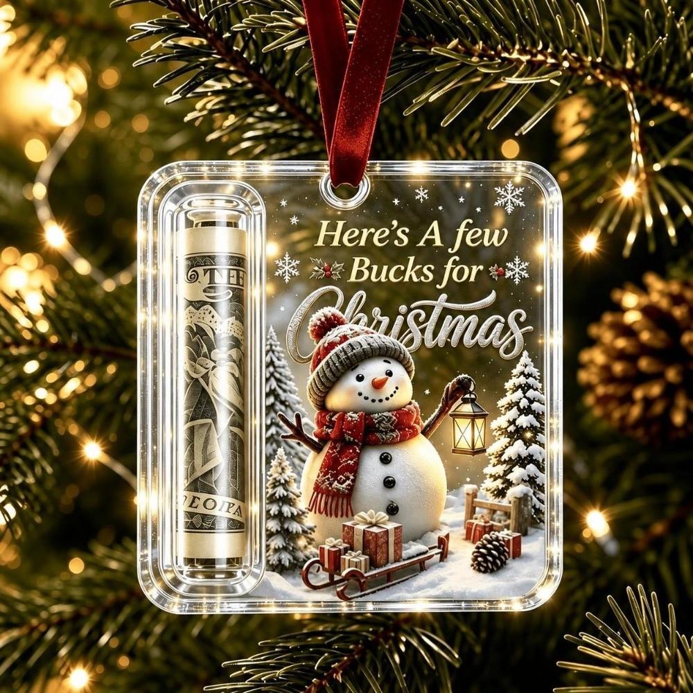 Hanging Christmas Cash Gift Ornament Acrylic Treat Holder Ornament  for Surprise Present