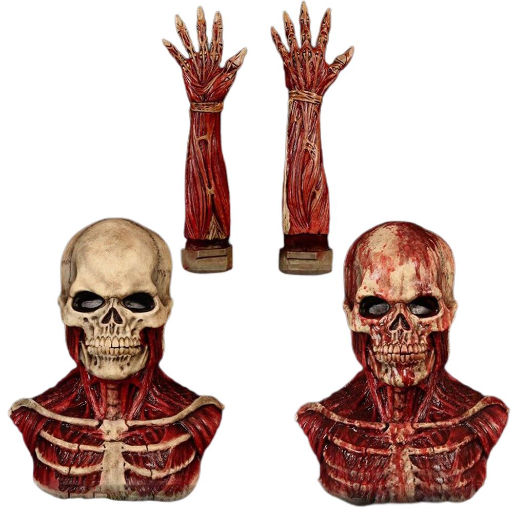 2022 Halloween Horror Blutiges Skelett Gesichtsbedeckung Handschuhe Latex Gruselige Gesichtsbedeckung Halloween-Party