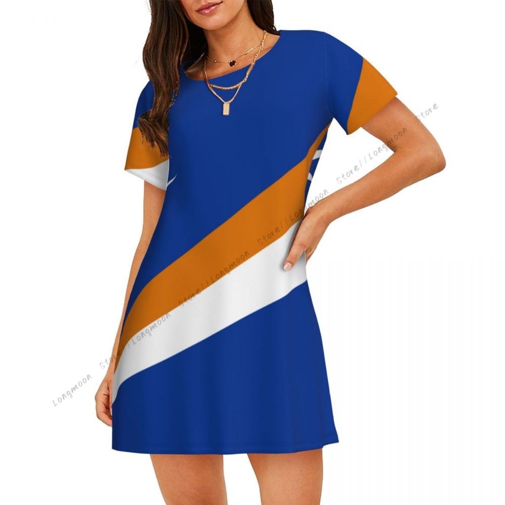

Summer Nightdress Women s Home Clothes Flag Of The Marshall Islands Short-sleeved Round Neck Night Gown S