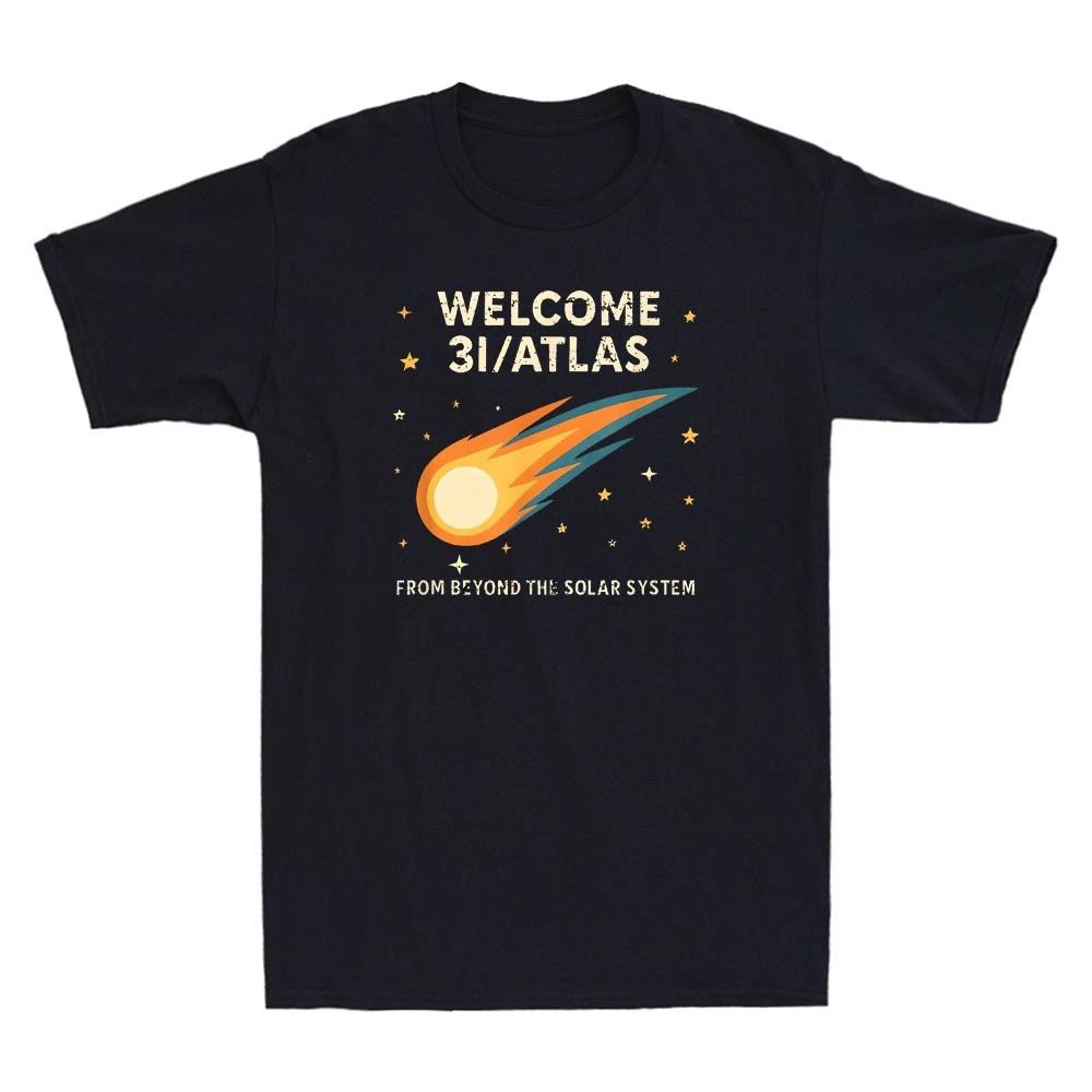 Welcome 31/ATLAS Comet From Beyond The Solar System Vintage Men s Cotton T-Shirt S