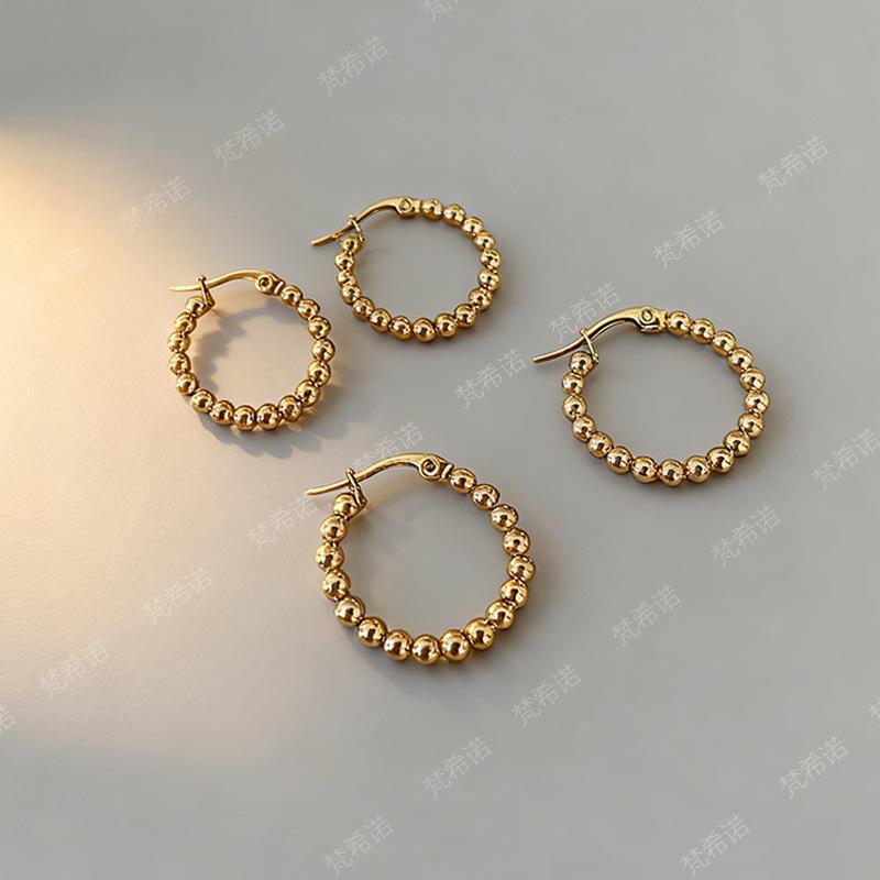 Elegant Stainless Steel Geometric Flower Bead Earrings