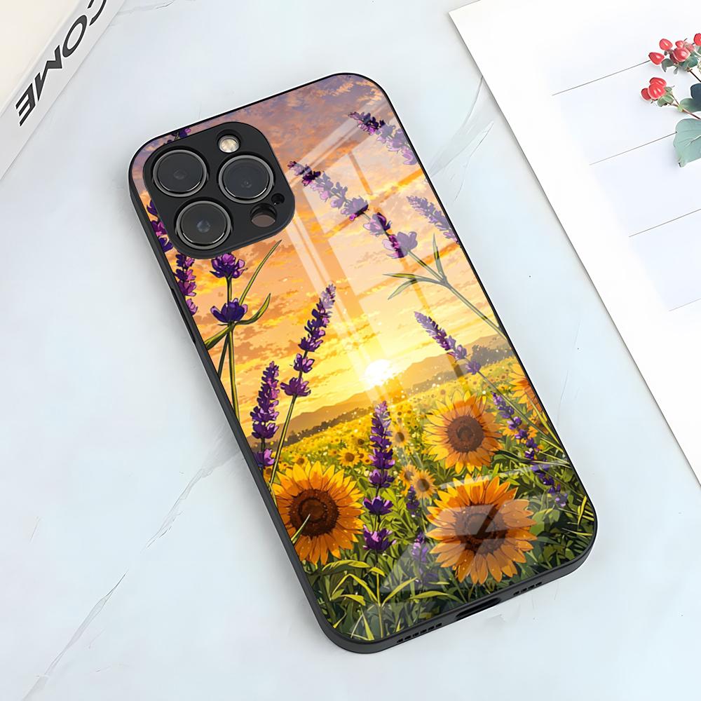 Beautiful Sunflower Phone Case For IPhone 17 Pro Max 15 Pro 16 14 Plus 12 13 Mini 11 Pro Shockproof Glass Cover