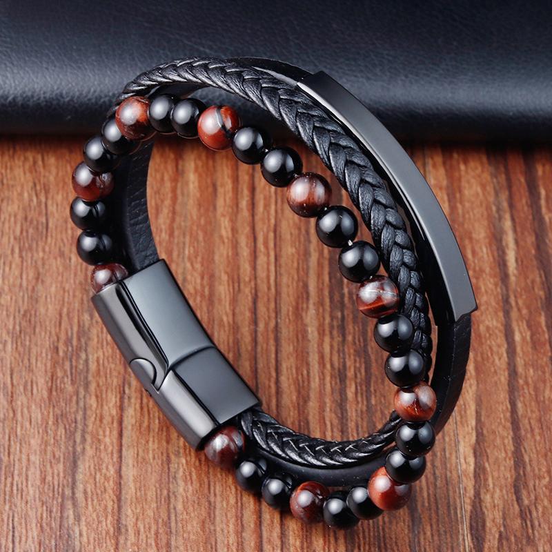 Charm Braid Rope Bracelet For Men Stainless Steel Magnetic Buckle Genuine Leather Bracelets & Bangles Male Female Jewelry