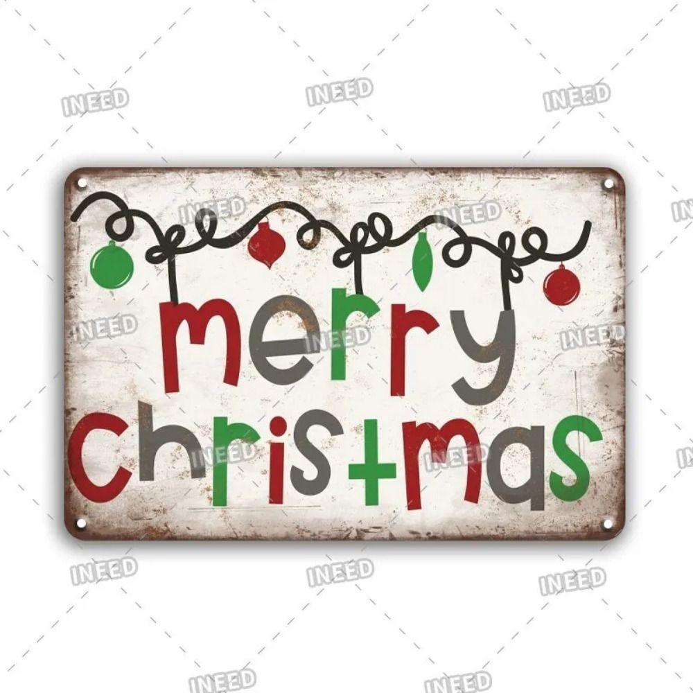 Vintage Christmas Metal Tin Sign Home Festive Wall Decor