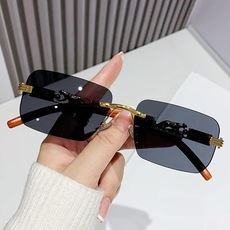 Geometric Rimless Square Sunglasses Women Men Designer Brand Sun Glasses Female Male Cool Metal Mirror