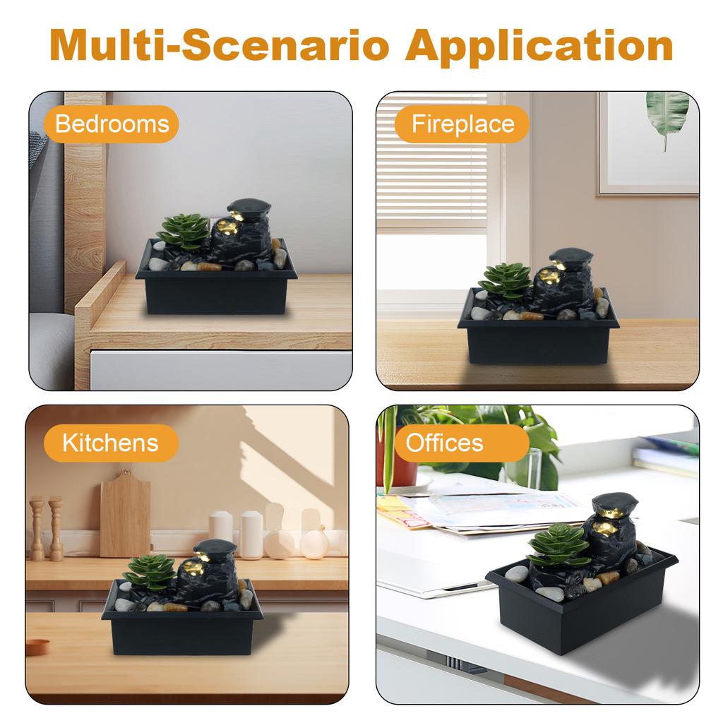 Stolní vodopád Domácí dekorace Relaxace Meditace Stolní fontána se světly Tekoucí vodní ozdoby do ložnice obývacího pokoje