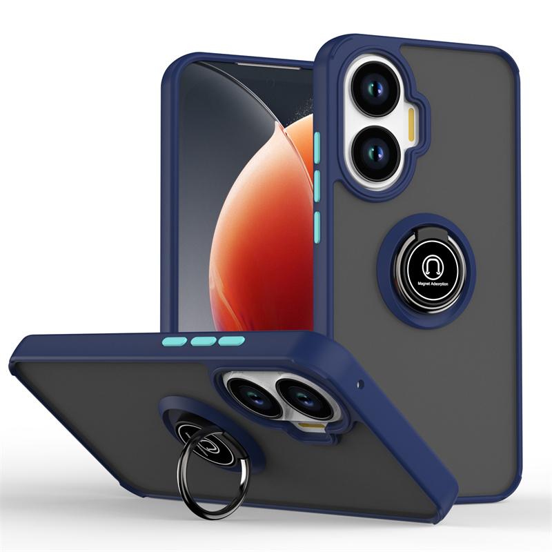 

Матовый чехол Armor для Xiaomi Poco F7 5G, чехол с кольцом-подставкой с магнитным держателем, противоударный чехол-накладка Poco F7 темно-синий