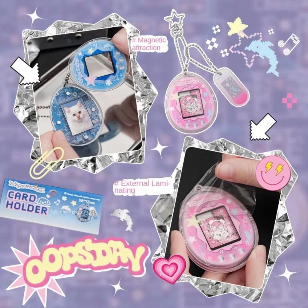 Retro Photocard Holder 1 Inch Card Display Case Stylish Acrylic Keychain For Collectors