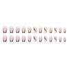 24pcs Glossy Medium Ballet Fake Nails, Black French Tip Press On Nails With Silvery Glitter White Swirl Design, Sweet Cool False Nails For Women Girls