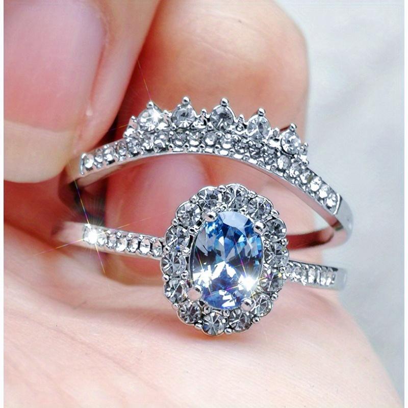 Suitable for the Independence Day Party, Oval Sapphire Diamond, Diamond Decoration, All Fresh and Shining.