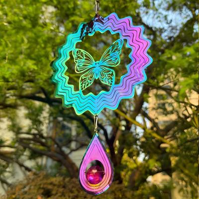 Stainless Steel Reflective Wind Spinners Outdoor Garden Decor Sparkly Wind Spinner Bird Deterrent