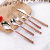 Creative Stainless Steel Spoon Fork Knife Wood Grain Portable Steak Knife Thickened Western Tableware Cutlery Set