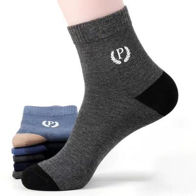 1/5pairs Men's Sweat-absorbing and Deodorizing Sports Socks Mid-tube Casual Cotton Socks