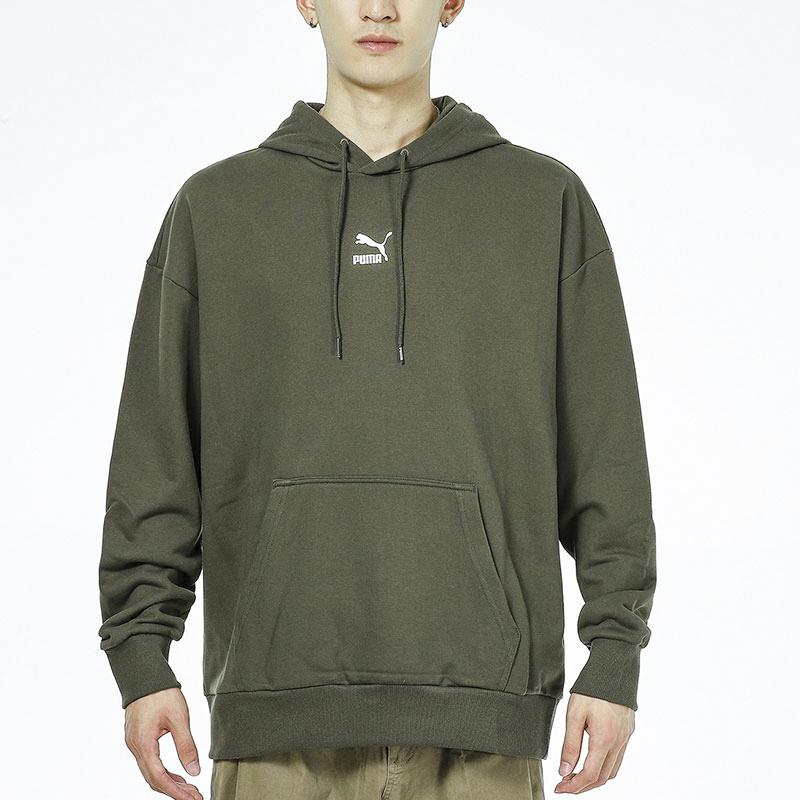 Puma Logo Print Strick-Hoodie Herren Oberteile Militärgrün 533114-44