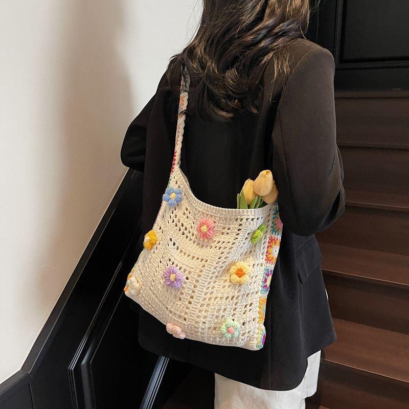 Gestrickte Tasche für Damen Modisch und Lässig Einfache gestrickte Tragetasche Vielseitige Umhängetasche