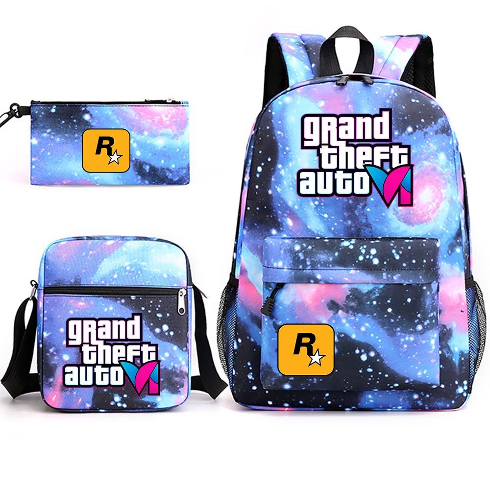 Grand Theft Auto Spel Merchandise Mode Student Schooltas Rugzak Schouder Etui 3-Delige Set