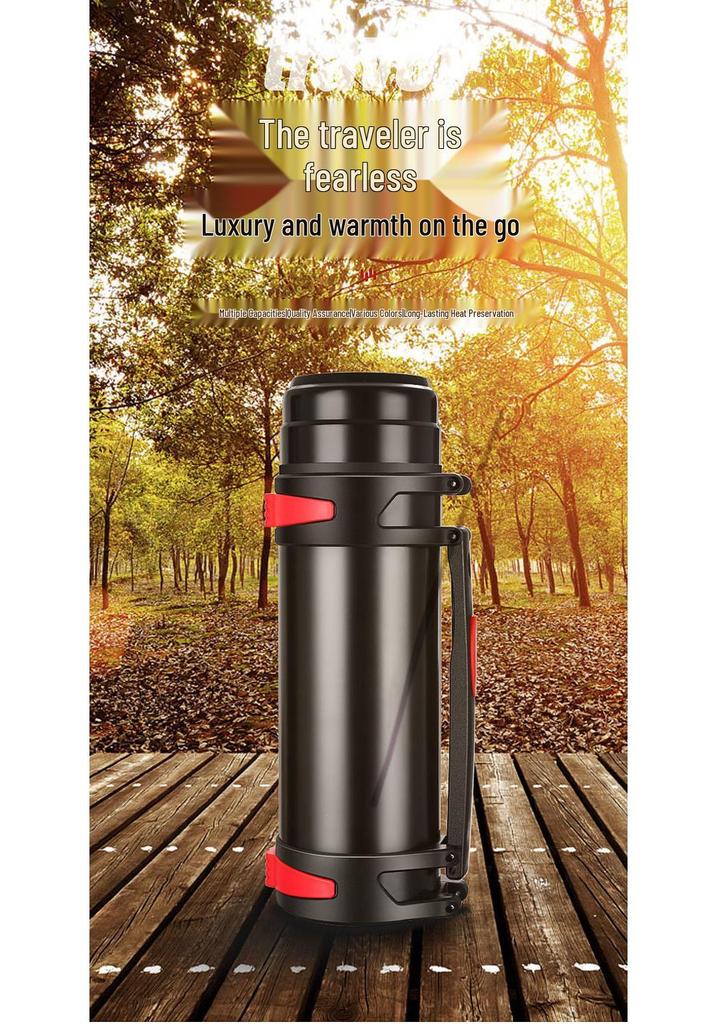 Großes Fassungsvermögen 304 Edelstahl Thermoskanne, Isolierter Outdoor-Becher für Heißwasser, Reise-Wasserkocher für das Auto