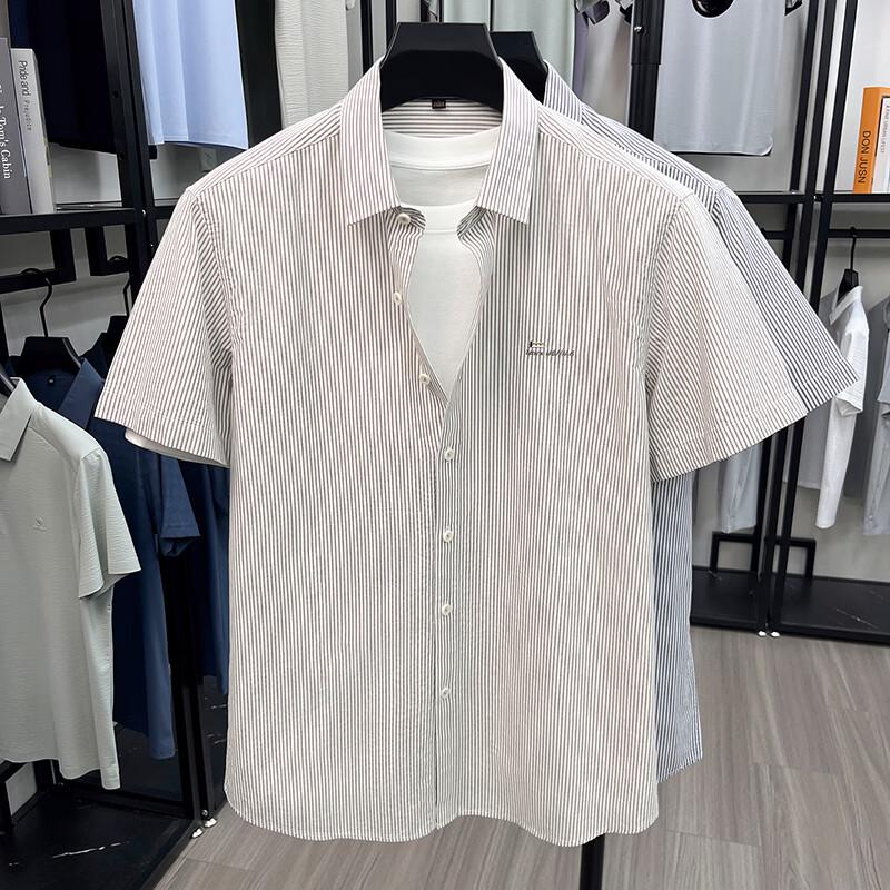 Firstview Men s Striped Cotton Casual Long Sleeve Shirt 4XL