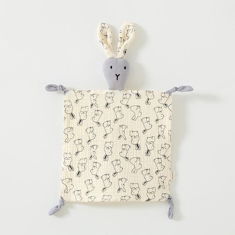 Pure Cotton Baby Comfort Toy: Rabbit Sleep Companion Crinkle Handkerchief