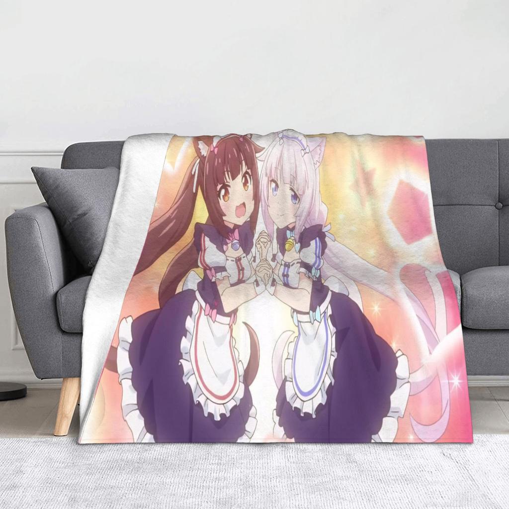 Anime Nekopara Cartoon Blanket Chocola Vanilla Maple Flannel Awesome Breathable Throw Blankets for Bedspread AutumnWinter