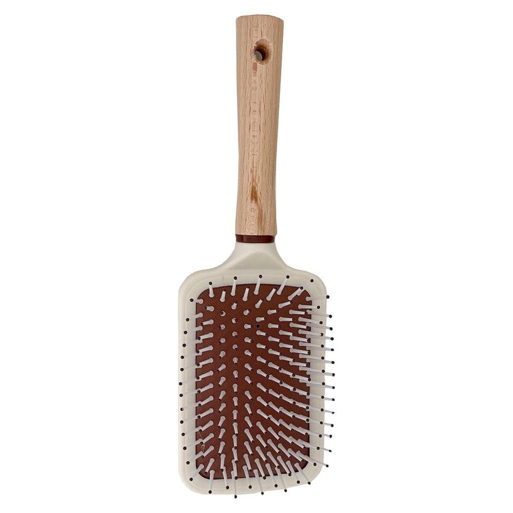 Cushion Hair Brush Minimalist Prevent Static Detangling Massage Brush with Wooden Handle for Home