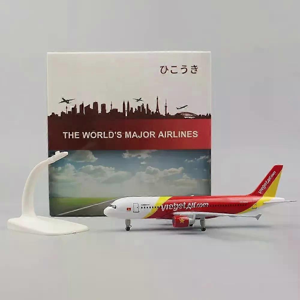 20cm 1:400 Scale A320 Vietjet Airplane Model Metal Aircraft Alloy Material Aviation Mold Gift Series
