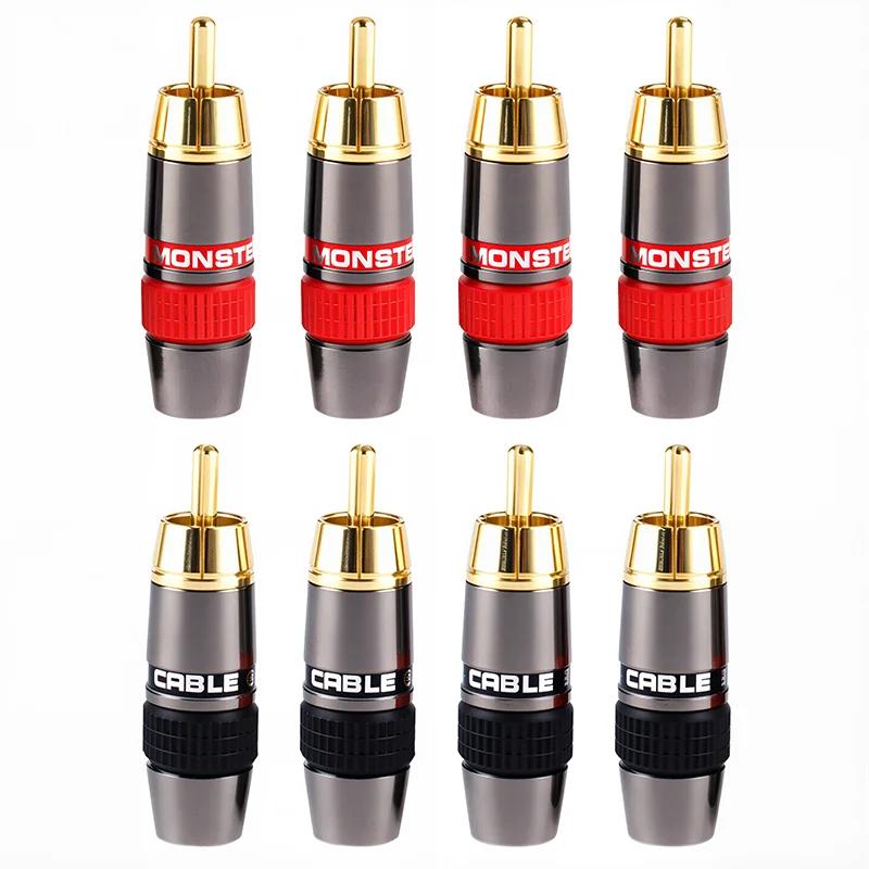 2/4/8Pcs High Quality Gold Plated RCA Connector Lotus Plug Male Terminal for Audio Video Cable Extension