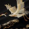 Comforter Comforter Set Queen Size Black Gold Pine And Crane Bedding Set 3D Vintage Chinoiserie Printing Bedding White Golden Bird Tree