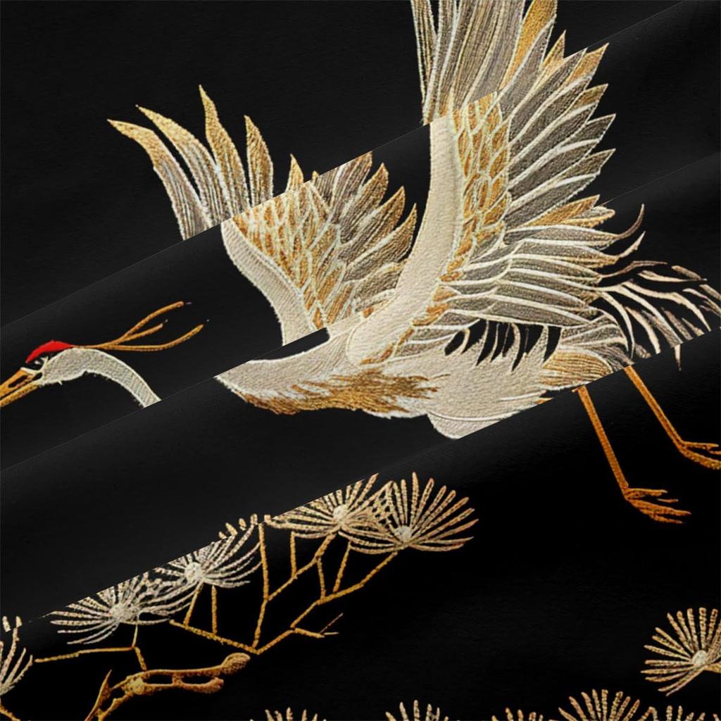 Comforter Comforter Set Queen Size Black Gold Pine And Crane Bedding Set 3D Vintage Chinoiserie Printing Bedding White Golden Bird Tree