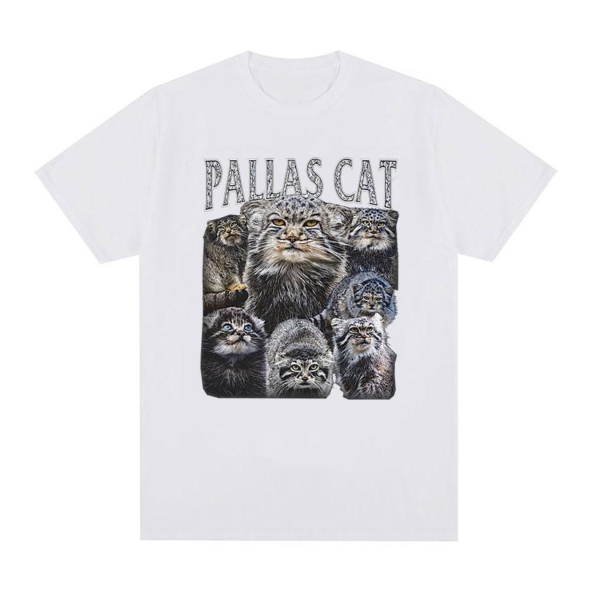 Vintage Pallas Cat Funny Meme Tee Shirt Men Women Fashion Cotton Short Sleeve T-shirt Cute Clothing Harajuku Oversized T Shirts
