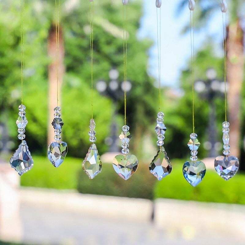 Crystal Suncatcher Pendant Heart Diamond Hanging Wide Chimes Outdoor Window Suncatcher Pendants Window Garden Decoration