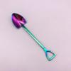 1PCS Creative Shovel Shape Dessert Spoon Stainless Steel Coffee Stirring Spoon Shovel Fork Fruit Fork