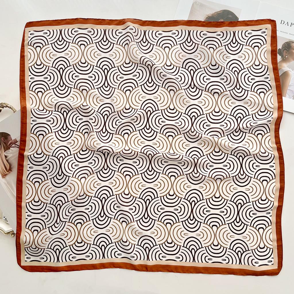 Simple Stripe Printing Imitation Silk Scarf, High-End Shawl, Versatile Neck, Women'S Fashion Temperament Square Scarf