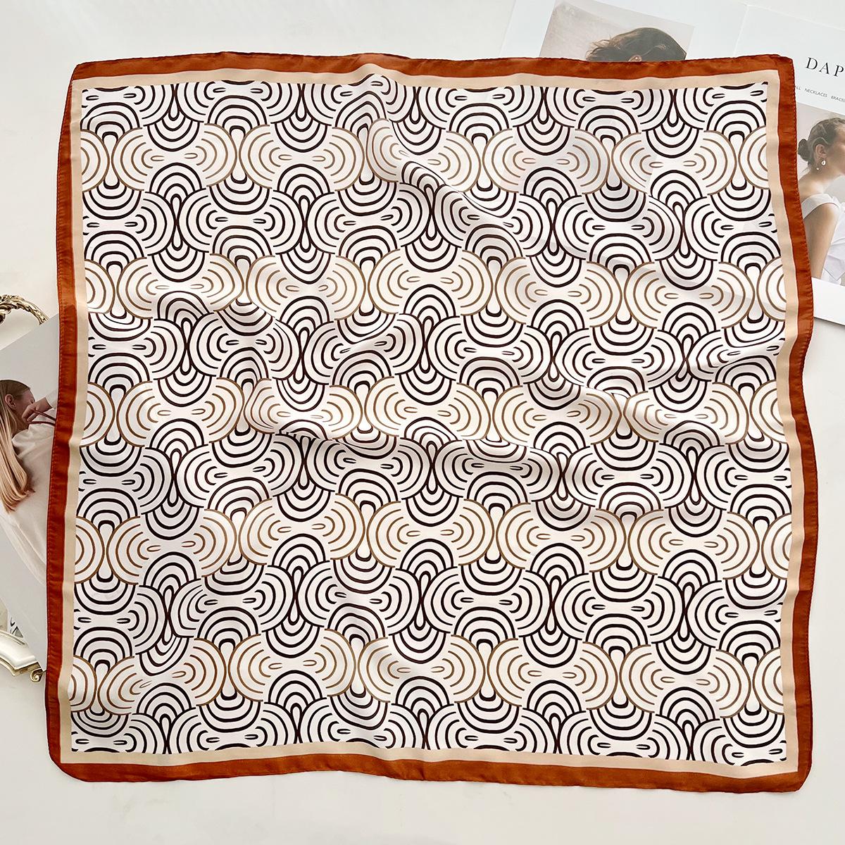 

Simple Stripe Printing Imitation Silk Scarf, High-End Shawl, Versatile Neck, Women S Fashion Temperament Square Scarf 66cm